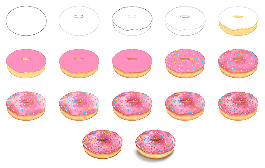 Donut Drawing Steps