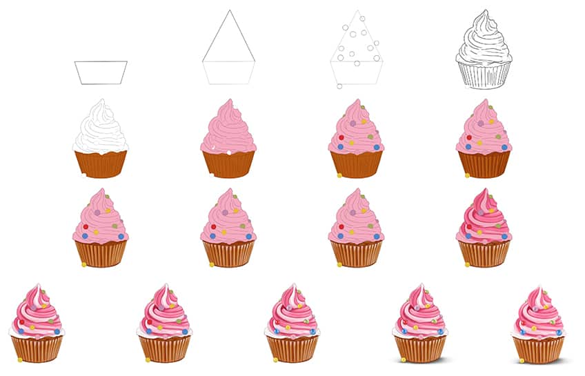 Draw a Cupcake in Steps