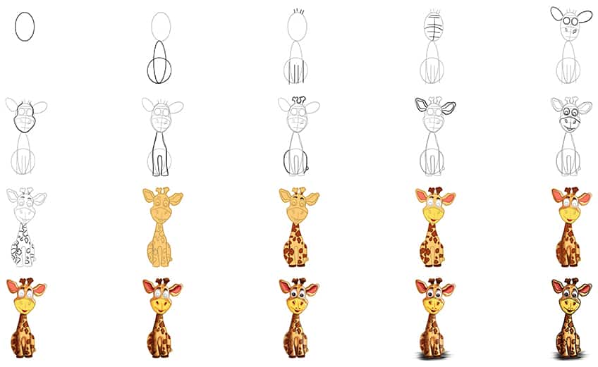 Giraffe Drawing Collage