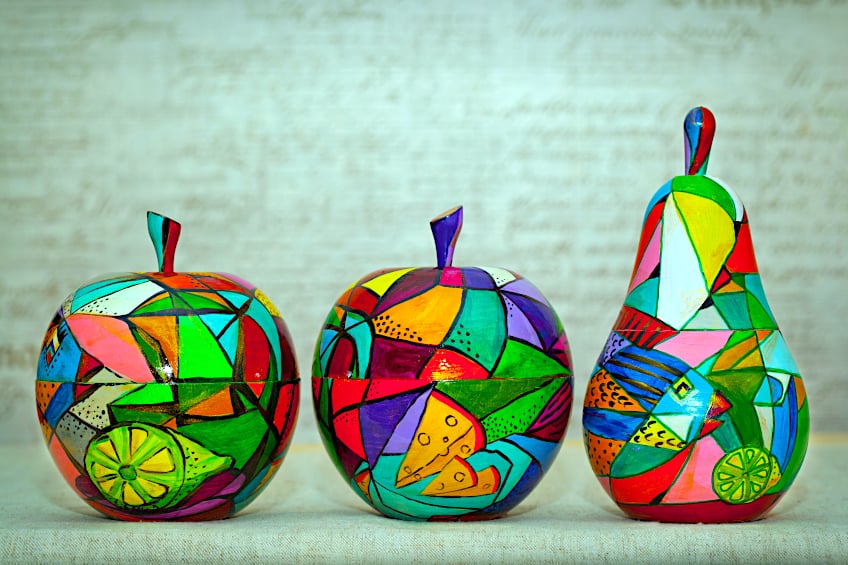 Painted Fruit-Shaped Wood Crafts