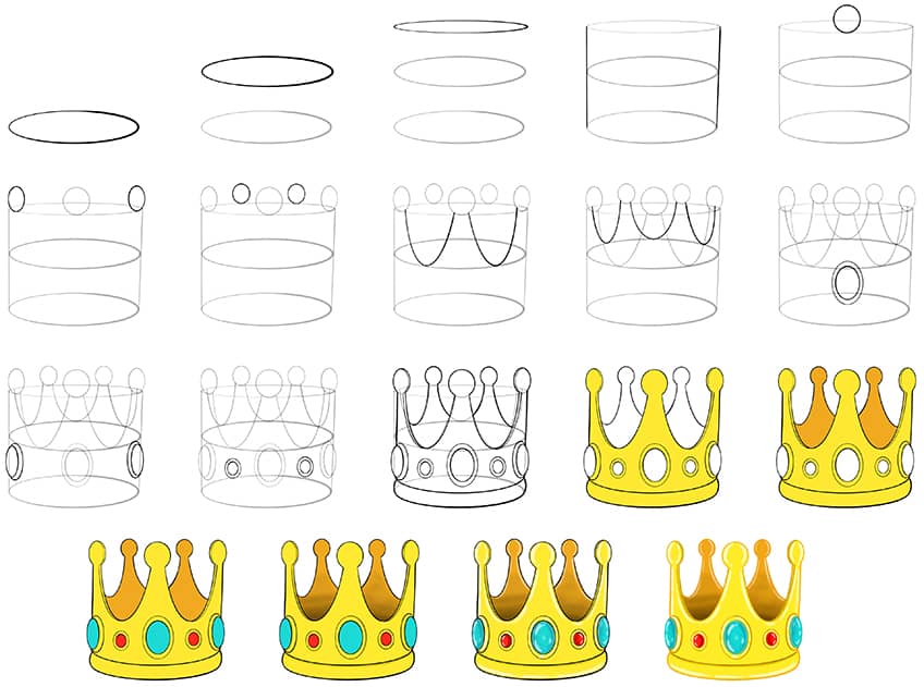 Steps for Drawing a Crown