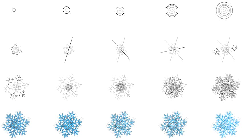 Steps for Drawing a Snowflake